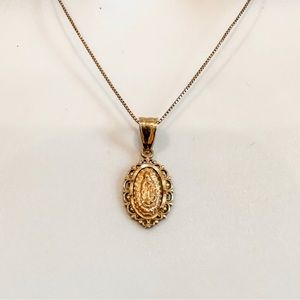 14k Gold Virgin Mary Necklace